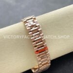 8+ Factory Counterweight Rolex Day-Date 128345RBR-0042 36mm Diamond Rose Gold Bezel Full Rose Gold Baguette Diamond Rose Gold Dial