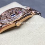 8+ Factory Counterweight Rolex Day-Date 128345RBR-0042 36mm Diamond Rose Gold Bezel Full Rose Gold Baguette Diamond Rose Gold Dial