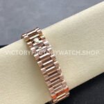 8+ Factory Counterweight Rolex Day-Date 128345RBR-0044 36mm Diamond Bezel Full Rose Gold Roman Numerals Diamond Black Dial