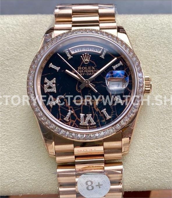 8+ Factory Rolex Day-Date 128345RBR replica watch