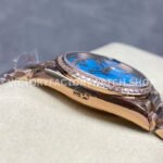 8+ Factory Counterweight Rolex Day-Date 128345RBR-0064 36mm Diamond Bezel Full Rose Gold Roman Numerals Diamond Blue Dial