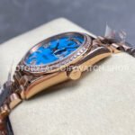 8+ Factory Counterweight Rolex Day-Date 128345RBR-0064 36mm Diamond Bezel Full Rose Gold Roman Numerals Diamond Blue Dial