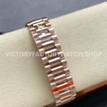 8+ Factory Counterweight Rolex Day-Date 128345RBR-0064 36mm Diamond Bezel Full Rose Gold Roman Numerals Diamond Blue Dial