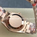 8+ Factory Counterweight Rolex Day-Date 128345RBR-0075 36mm Diamond Bezel Full Rose Gold Roman Numerals Brown Dial