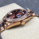 8+ Factory Counterweight Rolex Day-Date 128345RBR-0075 36mm Diamond Bezel Full Rose Gold Roman Numerals Brown Dial