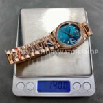 8+ Factory Counterweight Rolex Day-Date 128345RBR-0083 36mm Diamond Bezel Full Rose Gold Baguette Diamond Blue Green Dial