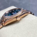 8+ Factory Counterweight Rolex Day-Date 128345RBR-0083 36mm Diamond Bezel Full Rose Gold Baguette Diamond Blue Green Dial