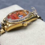 8+ Factory Counterweight Rolex Day-Date 128348RBR-0049 36mm Diamond Yellow Gold Bezel Full Yellow Gold Diamond&Roman Numerals Orange Gradient Dial