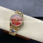 8+ Factory Counterweight Rolex Day-Date 128348RBR-0049 36mm Diamond Yellow Gold Bezel Full Yellow Gold Diamond&Roman Numerals Orange Gradient Dial