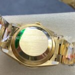 8+ Factory Counterweight Rolex Day-Date 128348RBR-0017 36mm Diamond Bezel Full Yellow Gold Diamond Mope Baguette Diamond Mother Of Pearl Dial