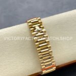 8+ Factory Counterweight Rolex Day-Date 128348RBR-0017 36mm Diamond Bezel Full Yellow Gold Diamond Mope Baguette Diamond Mother Of Pearl Dial