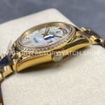 8+ Factory Counterweight Rolex Day-Date 128348RBR-0017 36mm Diamond Bezel Full Yellow Gold Diamond Mope Baguette Diamond Mother Of Pearl Dial