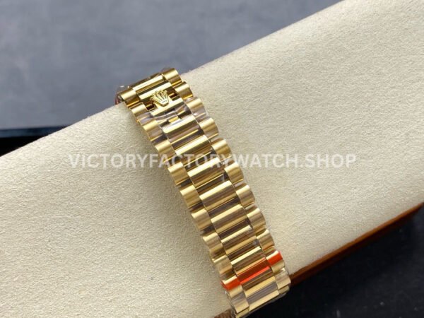 8+ Factory Counterweight Rolex Day-Date 128348RBR-0026 36mm Diamond Bezel Full Yellow Gold Champagne Dial