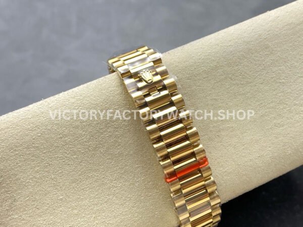 8+ Factory Counterweight Rolex Day-Date 128348RBR-0030 36mm Diamond Yellow Gold Bezel Full Yellow Gold Baguette Diamond Yellow Gold Dial