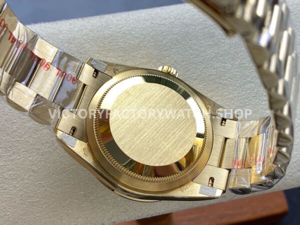 8+ Factory Counterweight Rolex Day-Date 128348RBR-0030 36mm Diamond Yellow Gold Bezel Full Yellow Gold Baguette Diamond Yellow Gold Dial