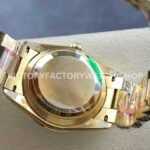 8+ Factory Counterweight Rolex Day-Date 128348RBR-0035 36mm Diamond Bezel Full Yellow Gold Diamond Mope Baguette Diamond Green Dial