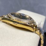8+ Factory Counterweight Rolex Day-Date 128348RBR-0035 36mm Diamond Bezel Full Yellow Gold Diamond Mope Baguette Diamond Green Dial