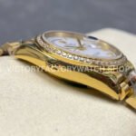 8+ Factory Counterweight Rolex Day-Date 128348RBR-0042 36mm Diamond Bezel Full Yellow Gold Roman Numerals White Dial