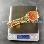 8+ Factory Counterweight Rolex Day-Date 128348RBR-0049 36mm Diamond Yellow Gold Bezel Full Yellow Gold Diamond&Roman Numerals Orange Gradient Dial