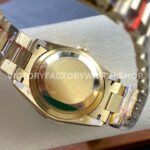 8+ Factory Counterweight Rolex Day-Date 128348RBR-0078 36mm Diamond Bezel Full Yellow Gold Baguette Diamond Green Dial