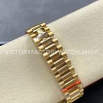 8+ Factory Counterweight Rolex Day-Date 128348RBR-0078 36mm Diamond Bezel Full Yellow Gold Baguette Diamond Green Dial