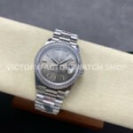 8+ Factory Counterweight Rolex Day-Date 128349RBR-0001 36mm Diamond Bezel Full White Gold Silver Dial