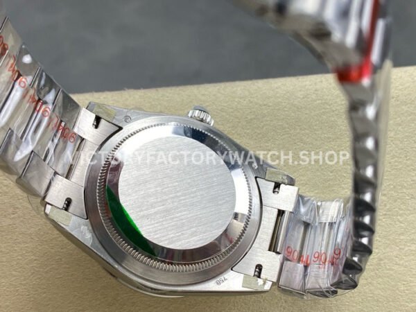 8+ Factory Counterweight Rolex Day-Date 128349RBR-0001 36mm Diamond Bezel Full White Gold Silver Dial