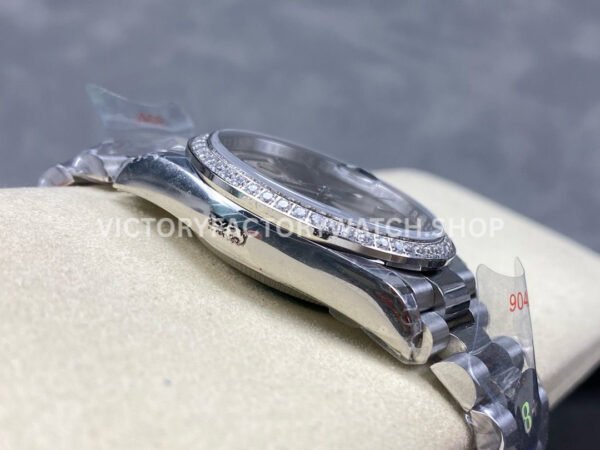 8+ Factory Counterweight Rolex Day-Date 128349RBR-0001 36mm Diamond Bezel Full White Gold Silver Dial