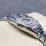 8+ Factory Counterweight Rolex Day-Date 128349RBR-0004 36mm Diamond Bezel Full White Gold Diamond Mope Baguette Diamond Mother Of Pearl Dial