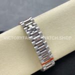 8+ Factory Counterweight Rolex Day-Date 128349RBR-0004 36mm Diamond Bezel Full White Gold Diamond Mope Baguette Diamond Mother Of Pearl Dial