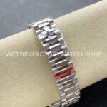 8+ Factory Counterweight Rolex Day-Date 128349RBR-0006 36mm Diamond White Gold Bezel Full White Gold Baguette Diamond White Gold Dial