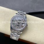 8+ Factory Counterweight Rolex Day-Date 128349RBR-0006 36mm Diamond White Gold Bezel Full White Gold Baguette Diamond White Gold Dial
