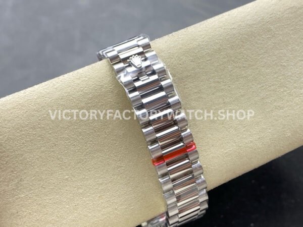 8+ Factory Counterweight Rolex Day-Date 128349RBR-0006 36mm Diamond White Gold Bezel Full White Gold Baguette Diamond White Gold Dial
