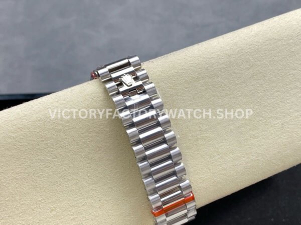 8+ Factory Counterweight Rolex Day-Date 128349RBR-0025 36mm Diamond Bezel Full White Gold Roman Numerals White Dial