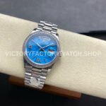 8+ Factory Counterweight Rolex Day-Date 128349RBR-0031 36mm Diamond Bezel White Gold Roman Number Blue Dial