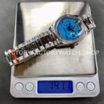 8+ Factory Counterweight Rolex Day-Date 128349RBR-0031 36mm Diamond Bezel White Gold Roman Number Blue Dial