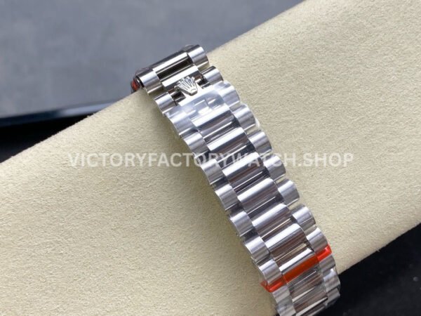 8+ Factory Counterweight Rolex Day-Date 128349RBR-0031 36mm Diamond Bezel White Gold Roman Number Blue Dial