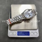 8+ Factory Counterweight Rolex Day-Date 128349RBR-0049 36mm Diamond Bezel White Gold Baguette Diamond Mother Of Pearl Dial