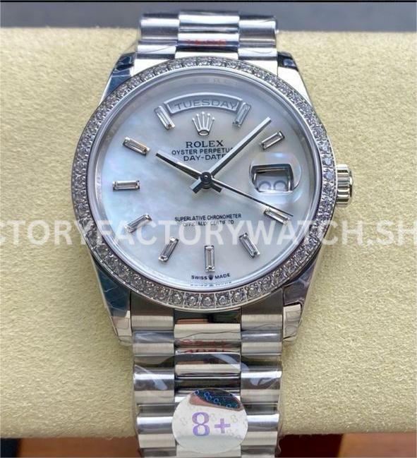 Rolex Day-Date 128349RBR replica watch white gold