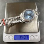 8+ Factory Counterweight Rolex Day-Date 128396TBR 36mm Diamond Bezel Full Platinum Roman Numerals Ice Blue Dial