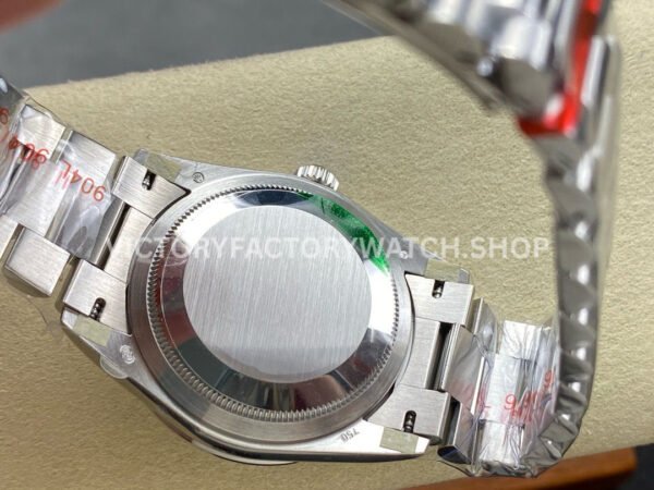 8+ Factory Counterweight Rolex Day-Date 128396TBR 36mm Diamond Bezel Full Platinum Roman Numerals Ice Blue Dial