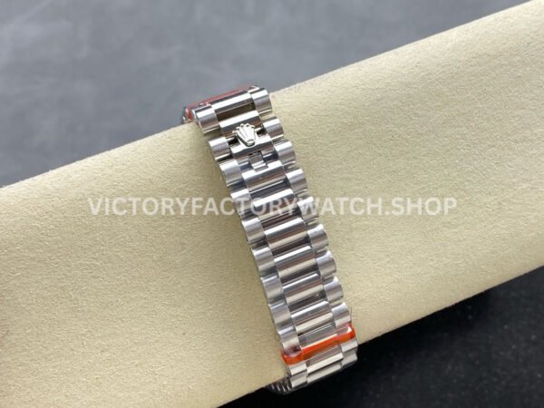 8+ Factory Counterweight Rolex Day-Date 128396TBR 36mm Diamond Bezel Full Platinum Roman Numerals Ice Blue Dial