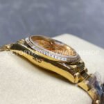 8+ Factory Counterweight Rolex Day-Date 128398TBR-0037 36mm Diamond Bezel Full Yellow Gold Baguette Diamond Champagne Dial