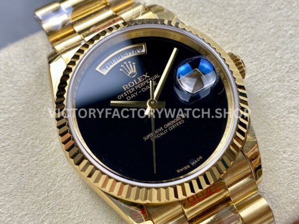 8+ Factory Counterweight Rolex Day-Date 18038 36mm Full Yellow Gold Black Dial (1) 8+ Factory Counterweight Rolex Day-Date 18038 36mm Full Yellow Gold Black Dial