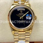 8+ Factory Counterweight Rolex Day-Date 18038 36mm Full Yellow Gold Black Dial (3) 8+ Factory Rolex Day-Date 18038 replica watch 36mm