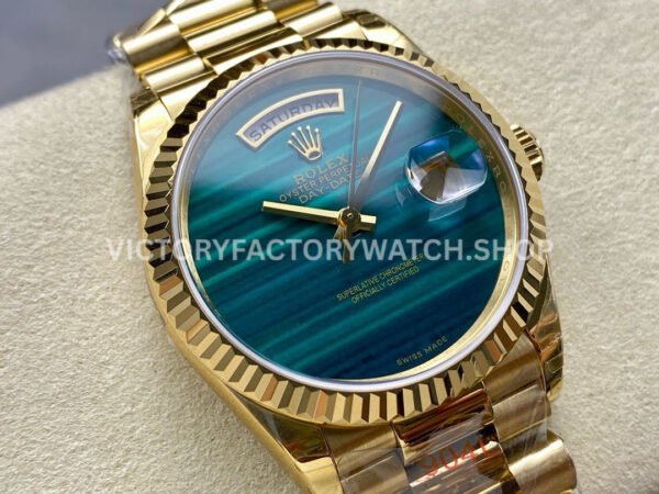 8+ Factory Counterweight Rolex Day-Date 18038 36mm Full Yellow Gold Blue Gradient Dial
