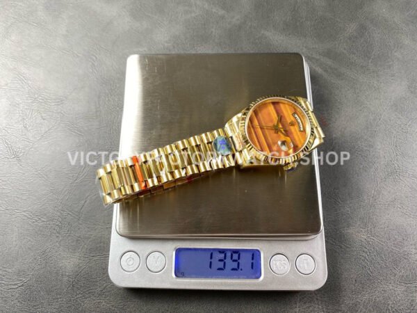 8+ Factory Counterweight Rolex Day-Date 18038 36mm Full Yellow Gold Orange Gradient Dial
