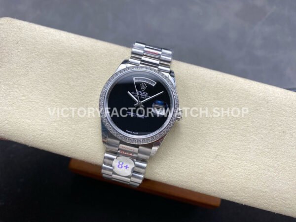 8+ Factory Counterweight Rolex Day-Date 18209 36mm Diamond Bezel Full White Gold Black Dial (6) 8+ Factory Counterweight Rolex Day-Date 18309 36mm Diamond Bezel Full White Gold Black Dial