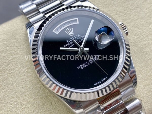 8+ Factory Counterweight Rolex Day-Date 18309 36mm Full White Gold Black Dial