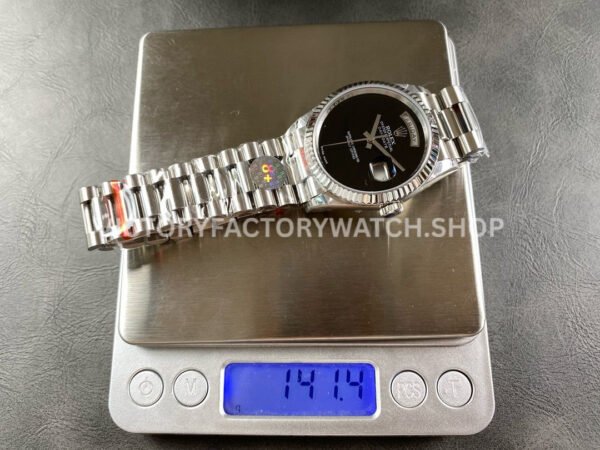 8+ Factory Counterweight Rolex Day-Date 18309 36mm Full White Gold Black Dial